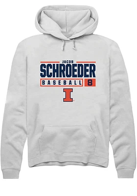 Jacob Schroeder  Rally Illinois Fighting Illini Mens White NIL Stacked Box Long Sleeve Hoodie
