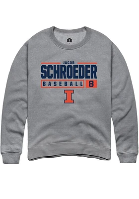 Jacob Schroeder  Rally Illinois Fighting Illini Mens Graphite NIL Stacked Box Long Sleeve Crew Swe..
