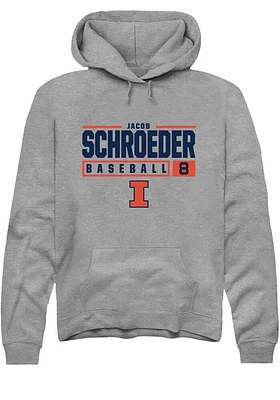 Jacob Schroeder  Rally Illinois Fighting Illini Mens Graphite NIL Stacked Box Long Sleeve Hoodie