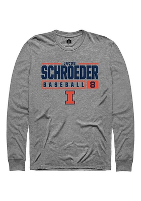 Jacob Schroeder  Illinois Fighting Illini Graphite Rally NIL Stacked Box Long Sleeve T Shirt