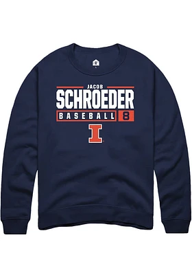 Jacob Schroeder  Rally Illinois Fighting Illini Mens Navy Blue NIL Stacked Box Long Sleeve Crew Sw..
