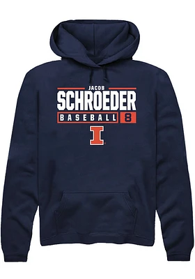 Jacob Schroeder  Rally Illinois Fighting Illini Mens Navy Blue NIL Stacked Box Long Sleeve Hoodie