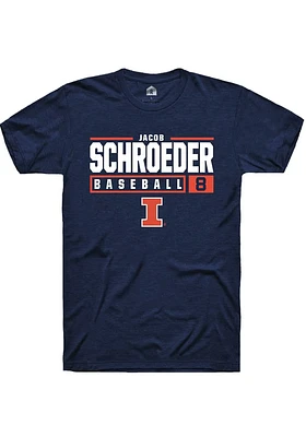 Jacob Schroeder  Illinois Fighting Illini Navy Blue Rally NIL Stacked Box Short Sleeve T Shirt