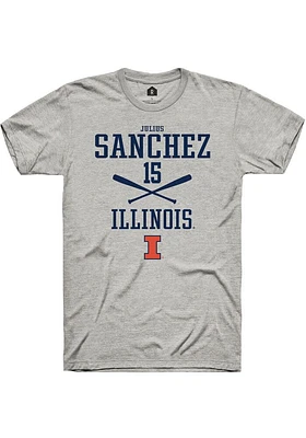 Julius Sanchez  Illinois Fighting Illini Ash Rally NIL Sport Icon Short Sleeve T Shirt