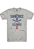 Julius Sanchez  Illinois Fighting Illini Ash Rally NIL Sport Icon Short Sleeve T Shirt