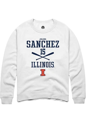 Julius Sanchez  Rally Illinois Fighting Illini Mens White NIL Sport Icon Long Sleeve Crew Sweatshi..
