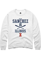 Julius Sanchez  Rally Illinois Fighting Illini Mens White NIL Sport Icon Long Sleeve Crew Sweatshi..