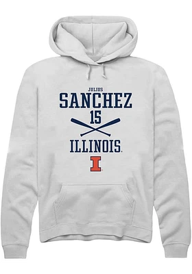 Julius Sanchez  Rally Illinois Fighting Illini Mens White NIL Sport Icon Long Sleeve Hoodie
