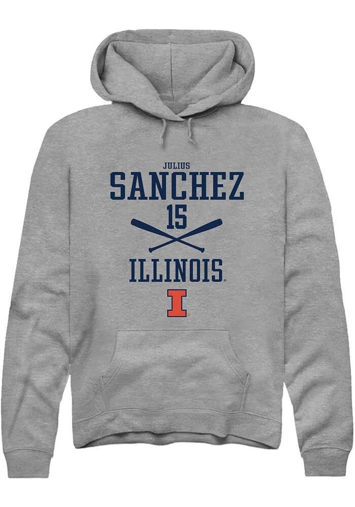 Julius Sanchez  Rally Illinois Fighting Illini Mens Graphite NIL Sport Icon Long Sleeve Hoodie