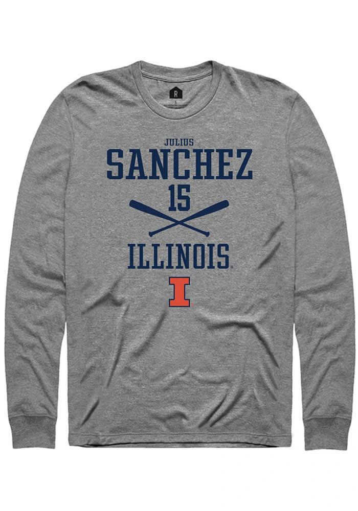 Julius Sanchez Illinois Fighting Illini Graphite Rally NIL Sport Icon Long Sleeve T Shirt