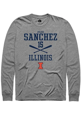 Julius Sanchez  Illinois Fighting Illini Graphite Rally NIL Sport Icon Long Sleeve T Shirt