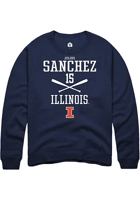 Julius Sanchez  Rally Illinois Fighting Illini Mens Navy Blue NIL Sport Icon Long Sleeve Crew Swea..