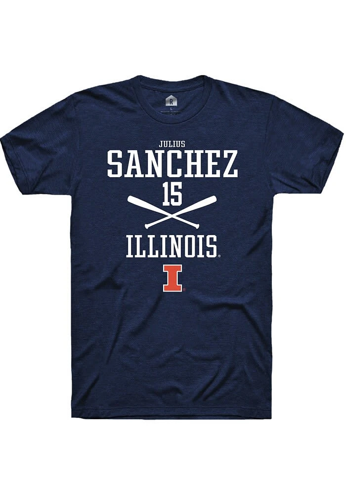 Julius Sanchez Illinois Fighting Illini Navy Blue Rally NIL Sport Icon Short Sleeve T Shirt