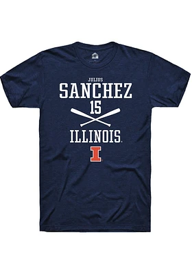 Julius Sanchez  Illinois Fighting Illini Navy Blue Rally NIL Sport Icon Short Sleeve T Shirt