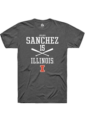 Julius Sanchez  Illinois Fighting Illini Dark Grey Rally NIL Sport Icon Short Sleeve T Shirt