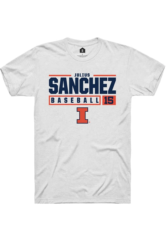 Julius Sanchez Illinois Fighting Illini White Rally NIL Stacked Box Short Sleeve T Shirt