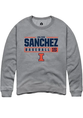Julius Sanchez  Rally Illinois Fighting Illini Mens Graphite NIL Stacked Box Long Sleeve Crew Swea..