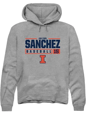 Julius Sanchez  Rally Illinois Fighting Illini Mens Graphite NIL Stacked Box Long Sleeve Hoodie