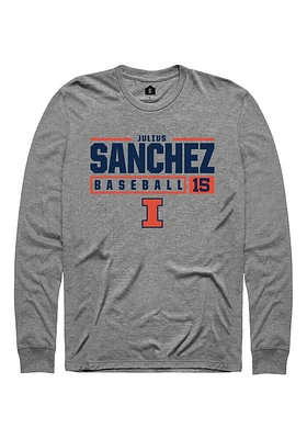 Julius Sanchez  Illinois Fighting Illini Graphite Rally NIL Stacked Box Long Sleeve T Shirt