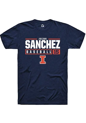 Julius Sanchez  Illinois Fighting Illini Navy Blue Rally NIL Stacked Box Short Sleeve T Shirt