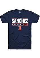 Julius Sanchez  Illinois Fighting Illini Navy Blue Rally NIL Stacked Box Short Sleeve T Shirt