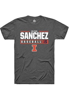 Julius Sanchez  Illinois Fighting Illini Dark Grey Rally NIL Stacked Box Short Sleeve T Shirt