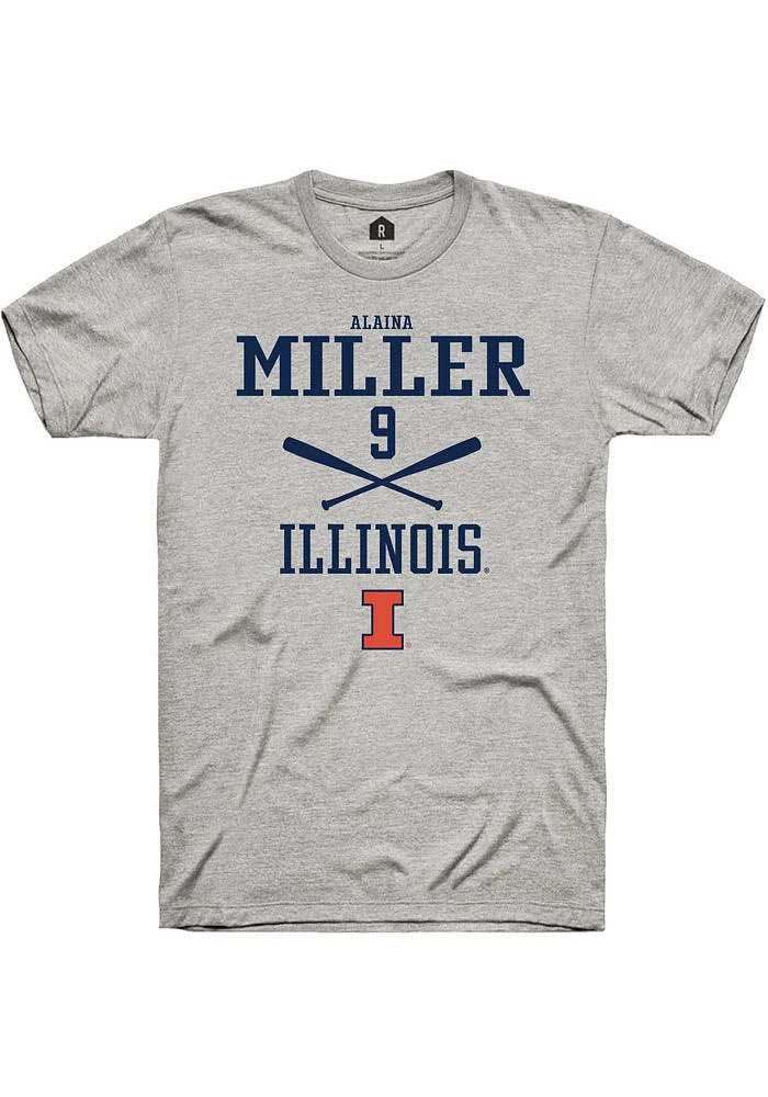 Alaina Miller Illinois Fighting Illini Ash Rally NIL Sport Icon Short Sleeve T Shirt
