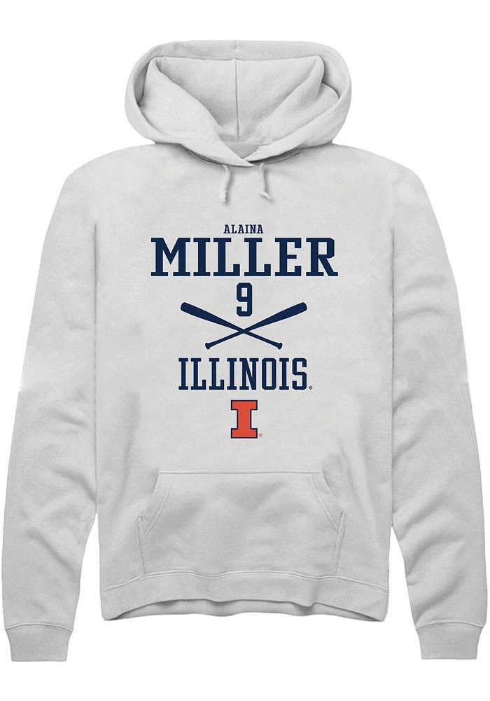 Alaina Miller Rally Illinois Fighting Illini Mens White NIL Sport Icon Long Sleeve Hoodie