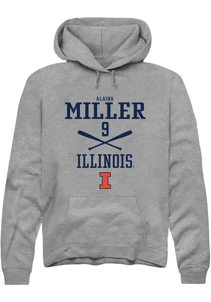 Alaina Miller Rally Illinois Fighting Illini Mens Graphite NIL Sport Icon Long Sleeve Hoodie
