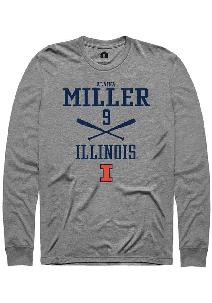 Alaina Miller Illinois Fighting Illini Graphite Rally NIL Sport Icon Long Sleeve T Shirt