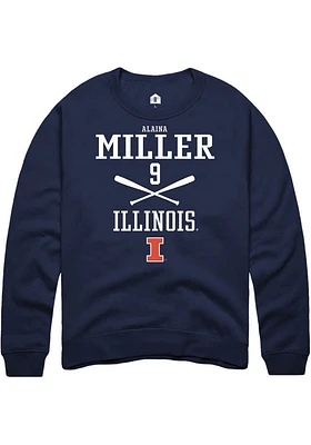 Alaina Miller  Rally Illinois Fighting Illini Mens Navy Blue NIL Sport Icon Long Sleeve Crew Sweat..