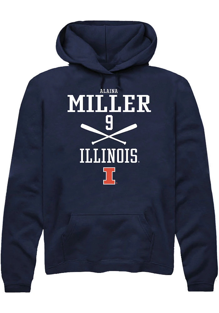 Alaina Miller Rally Illinois Fighting Illini Mens Navy Blue NIL Sport Icon Long Sleeve Hoodie
