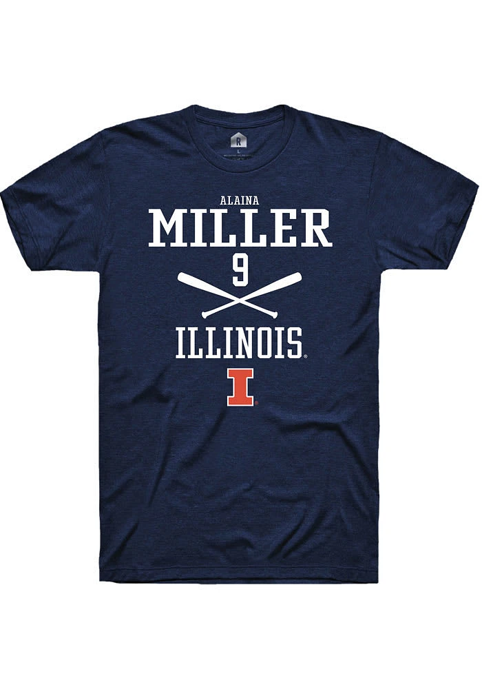 Alaina Miller Illinois Fighting Illini Navy Blue Rally NIL Sport Icon Short Sleeve T Shirt