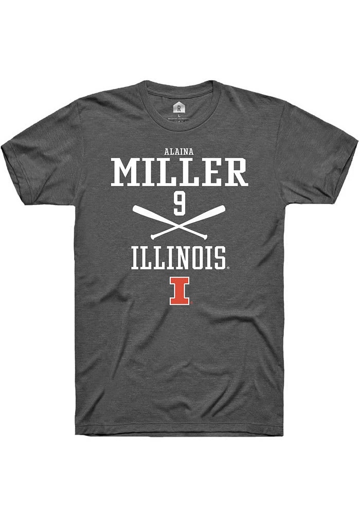 Alaina Miller Illinois Fighting Illini Dark Grey Rally NIL Sport Icon Short Sleeve T Shirt