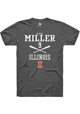 Alaina Miller  Illinois Fighting Illini Dark Grey Rally NIL Sport Icon Short Sleeve T Shirt