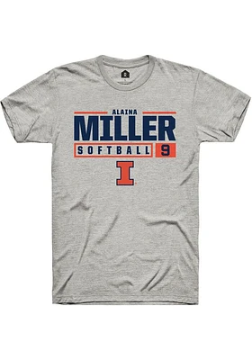 Alaina Miller  Illinois Fighting Illini Ash Rally NIL Stacked Box Short Sleeve T Shirt