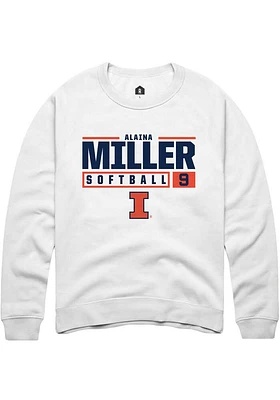 Alaina Miller  Rally Illinois Fighting Illini Mens White NIL Stacked Box Long Sleeve Crew Sweatshi..