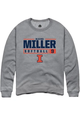 Alaina Miller  Rally Illinois Fighting Illini Mens Graphite NIL Stacked Box Long Sleeve Crew Sweat..