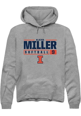 Alaina Miller  Rally Illinois Fighting Illini Mens Graphite NIL Stacked Box Long Sleeve Hoodie