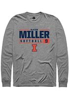 Alaina Miller  Illinois Fighting Illini Graphite Rally NIL Stacked Box Long Sleeve T Shirt