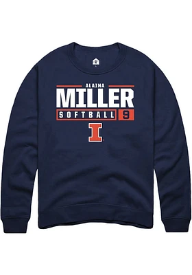 Alaina Miller  Rally Illinois Fighting Illini Mens Navy Blue NIL Stacked Box Long Sleeve Crew Swea..
