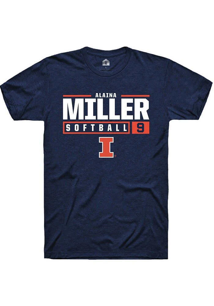 Alaina Miller Illinois Fighting Illini Navy Blue Rally NIL Stacked Box Short Sleeve T Shirt
