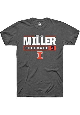 Alaina Miller  Illinois Fighting Illini Dark Grey Rally NIL Stacked Box Short Sleeve T Shirt
