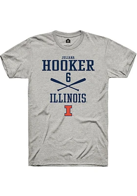 Juliana Hooker  Illinois Fighting Illini Ash Rally NIL Sport Icon Short Sleeve T Shirt