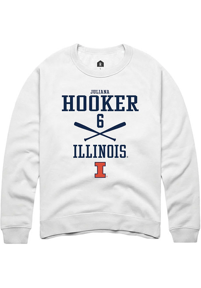Juliana Hooker Rally Illinois Fighting Illini Mens White NIL Sport Icon Long Sleeve Crew Sweatshi..