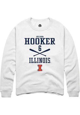 Juliana Hooker  Rally Illinois Fighting Illini Mens White NIL Sport Icon Long Sleeve Crew Sweatshi..