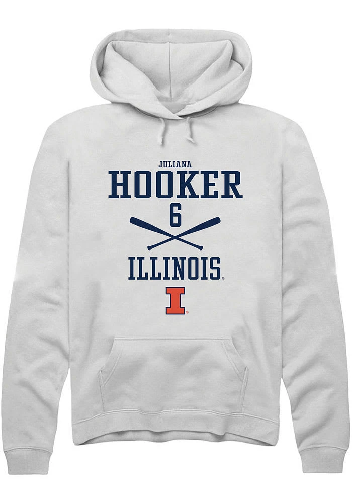 Juliana Hooker Rally Illinois Fighting Illini Mens White NIL Sport Icon Long Sleeve Hoodie