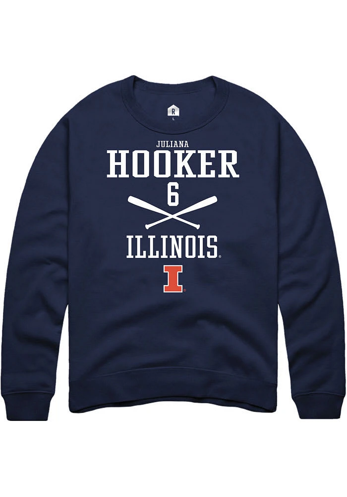 Juliana Hooker Rally Illinois Fighting Illini Mens Navy Blue NIL Sport Icon Long Sleeve Crew Swea..