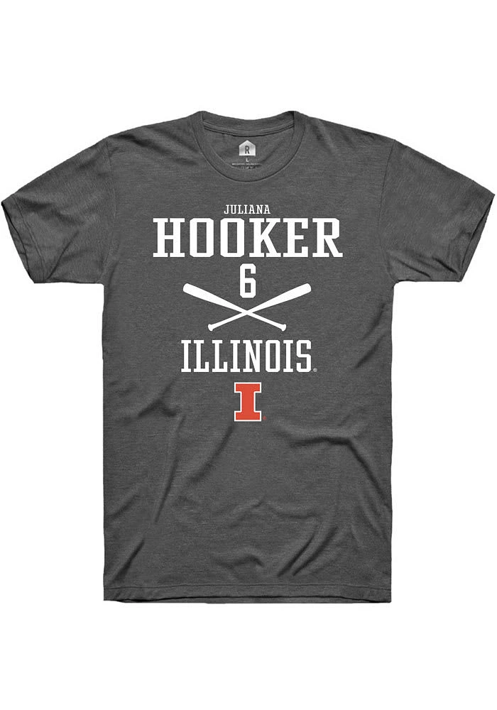 Juliana Hooker Illinois Fighting Illini Dark Grey Rally NIL Sport Icon Short Sleeve T Shirt