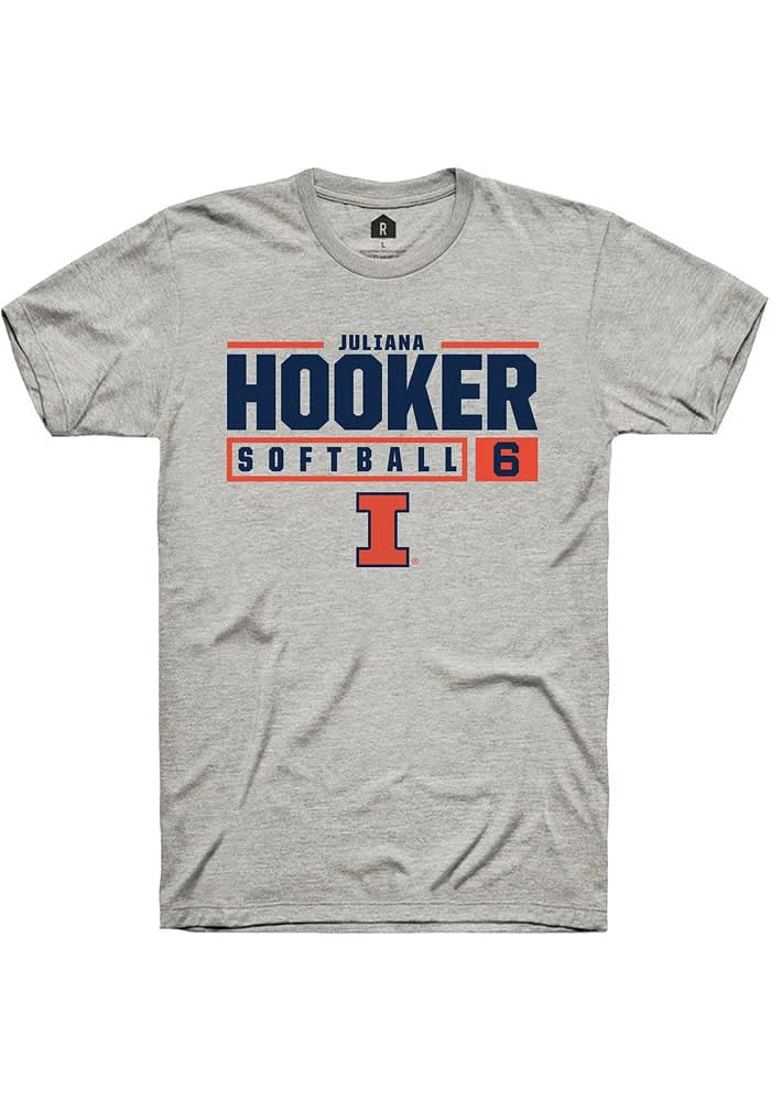Juliana Hooker Illinois Fighting Illini Ash Rally NIL Stacked Box Short Sleeve T Shirt